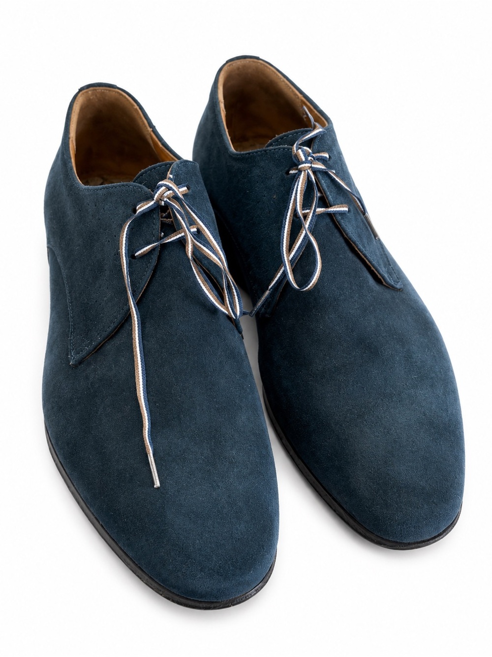 Kenzo Men's Navy Blue Suede Leather Derby Dress Shoes Size 42 (UK 8 US9)